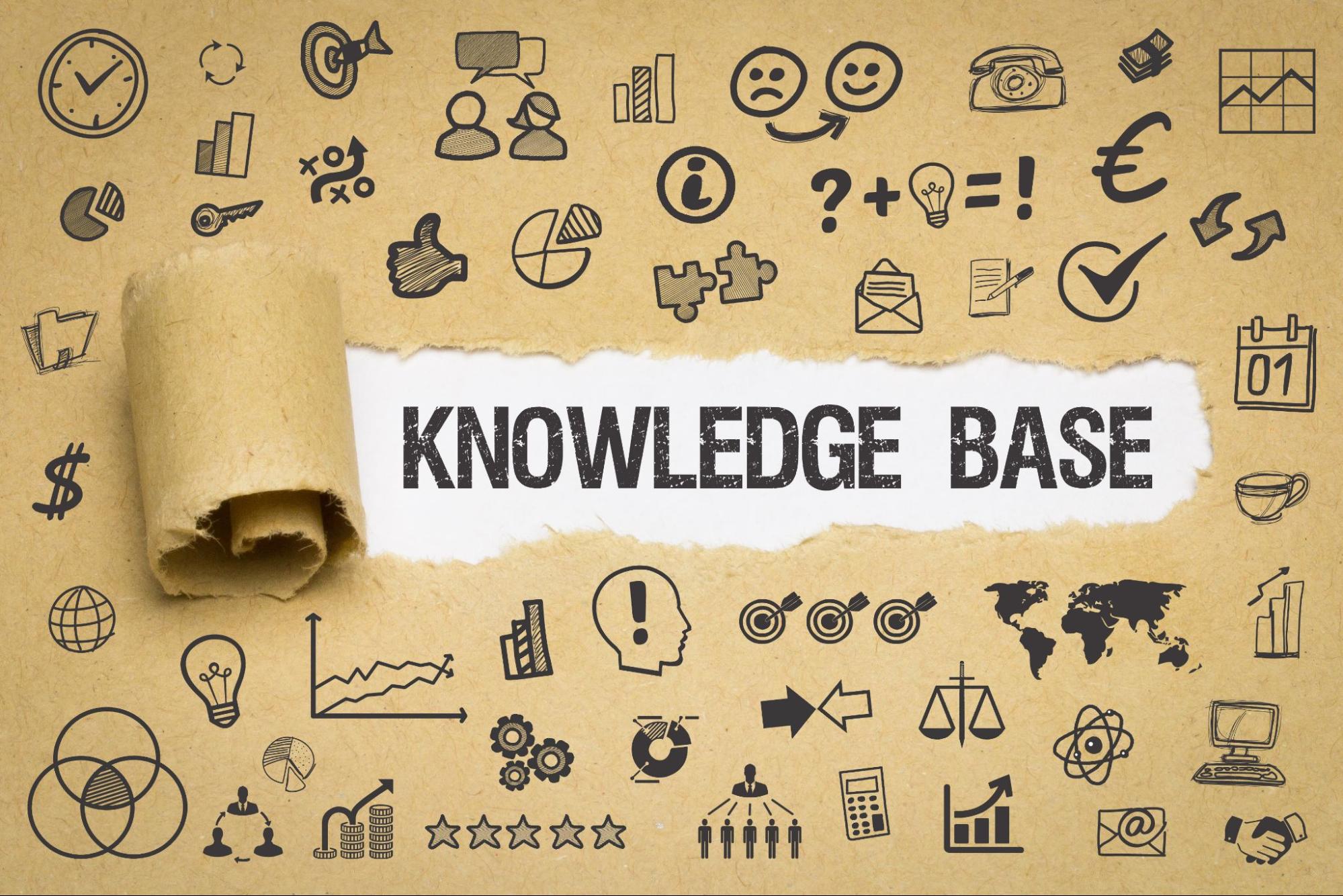 knowledge baseと書かれた紙とさまざまなアイコンの画像