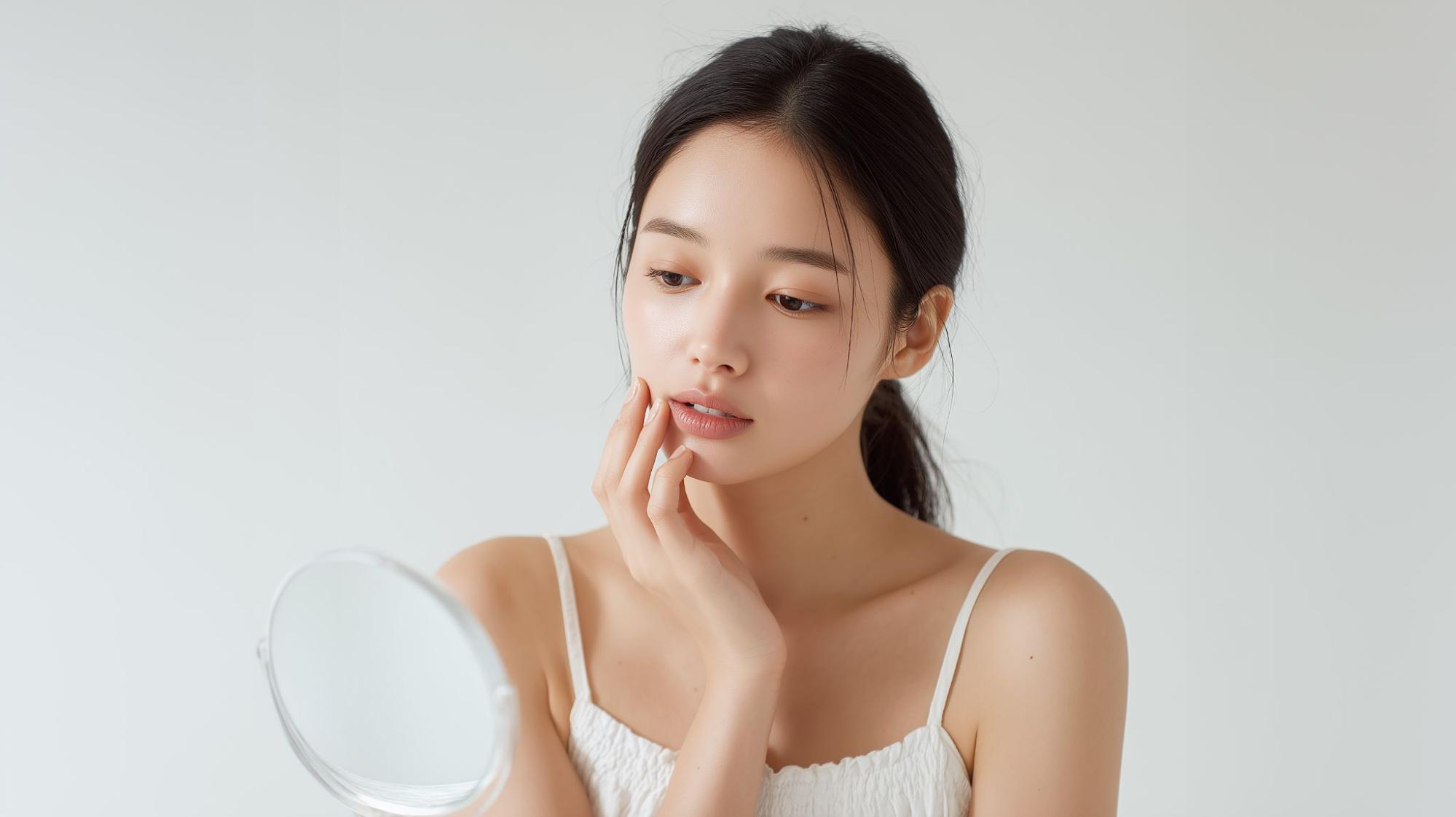 顔を気にする女性