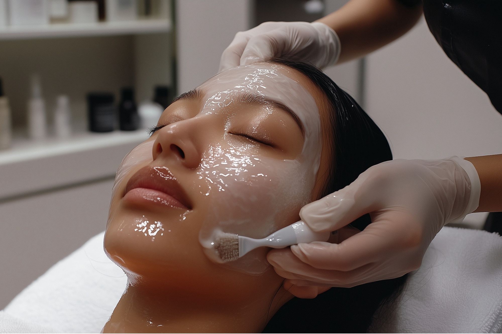 ピーリングを受ける女性